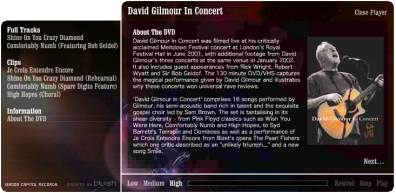 David Gilmour In Concert DVD video player