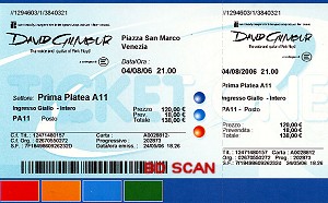 David Gilmour ticket scan