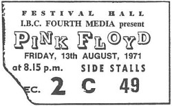 Pink Floyd, Melbourne 1971 ticket