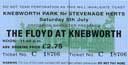 Knebworth 1975 ticket