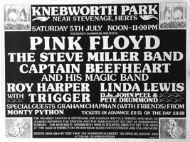 Knebworth Festival 1975: Pink Floyd Poster
